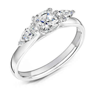 Cushion & Pear Cut Diamond Fairtrade Gold Engagement Ring