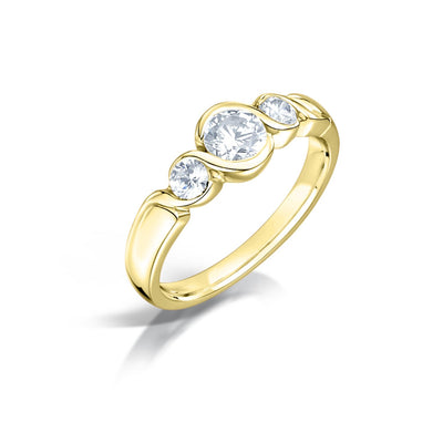 Semi Rub Over Diamond Fairtrade Gold Trilogy Engagement Ring