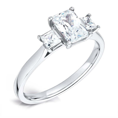 Emerald & Princess Cut Diamond Trilogy Fairtrade Gold Engagement Ring