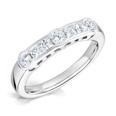 Round & Princess Cut Deco Style Fairtrade Gold Engagement Ring