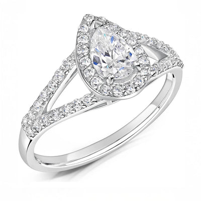 Pear Cut Diamond Halo Fairtrade Gold  Engagement Ring