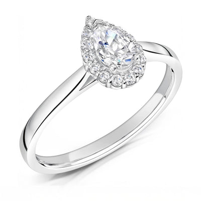 Pear Halo Diamond Fairtrade Gold Engagement Ring