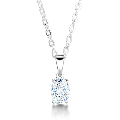 Oval Cut Four Claw Set Diamond Pendant