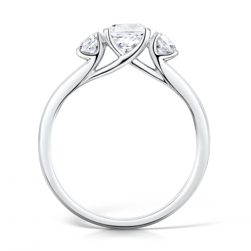 3 Stone Ring with Cushion Cut and 2 x Round Cut Outer Profile