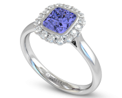 Blue Sapphire & Diamond Cluster Engagement Ring
