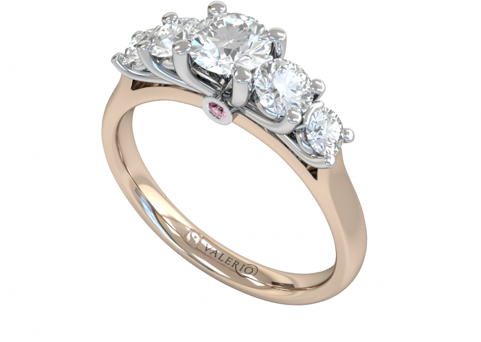 Five Stone Engagement Fairtrade 18 k Rose Gold