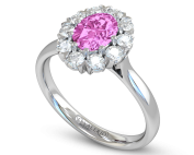 Oval cut Pink Sapphire and Diamond Engagement Ring