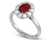 Greenland Ruby and Diamond Cluster Engagement Ring