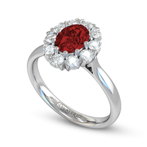 Greenland Ruby and Diamond Cluster Engagement Ring