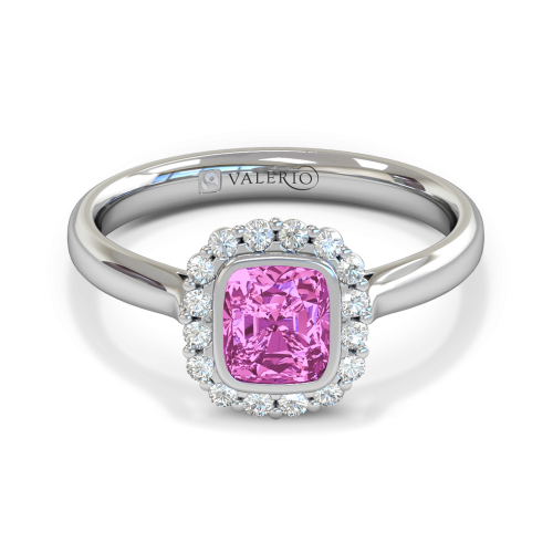 Pink Sapphire & Diamond Cluster Engagement Ring