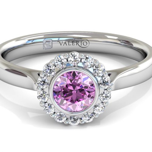 Pink Sapphire and Diamond Cluster Engagement Ring top