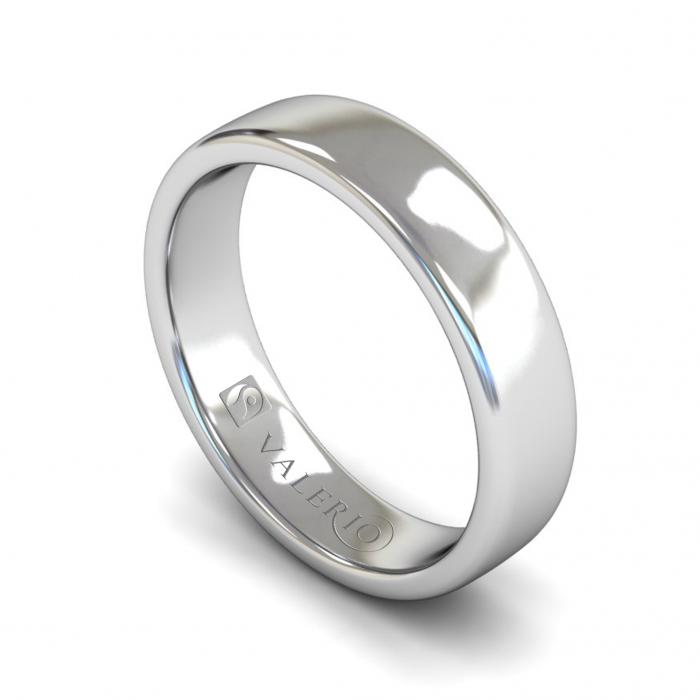 Slight Court ( Comfort Fit ) FairTrade 18k White Gold Wedding Ring With Flat Edge