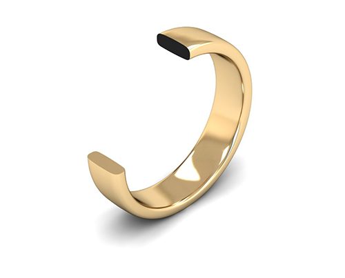 Slight Court ( Comfort Fit ) FairTrade 18k Yellow Gold Wedding Ring With Flat Edge Cross Cut Medium