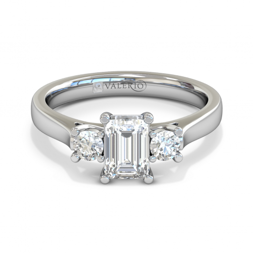 Emerald cut Diamond Trilogy Engagement Ring Top